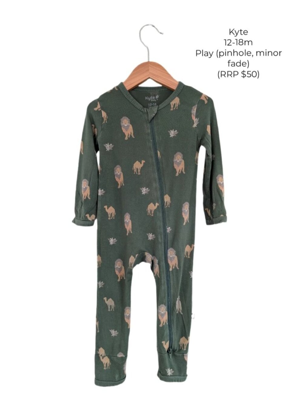 KYTE Baby Morrocan Green Zip Romper 12-18m Baby clothes